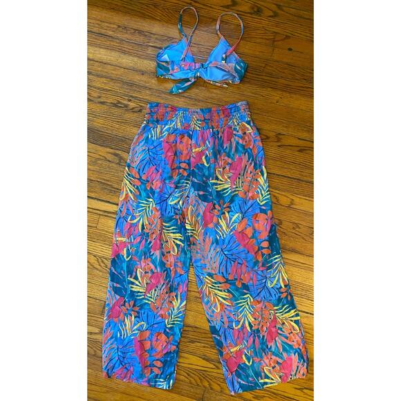 Kona Sol Swimsuit Bikini Top And Cover Wide Leg Flowing Pants Set Women’s M - Picture 3 of 8